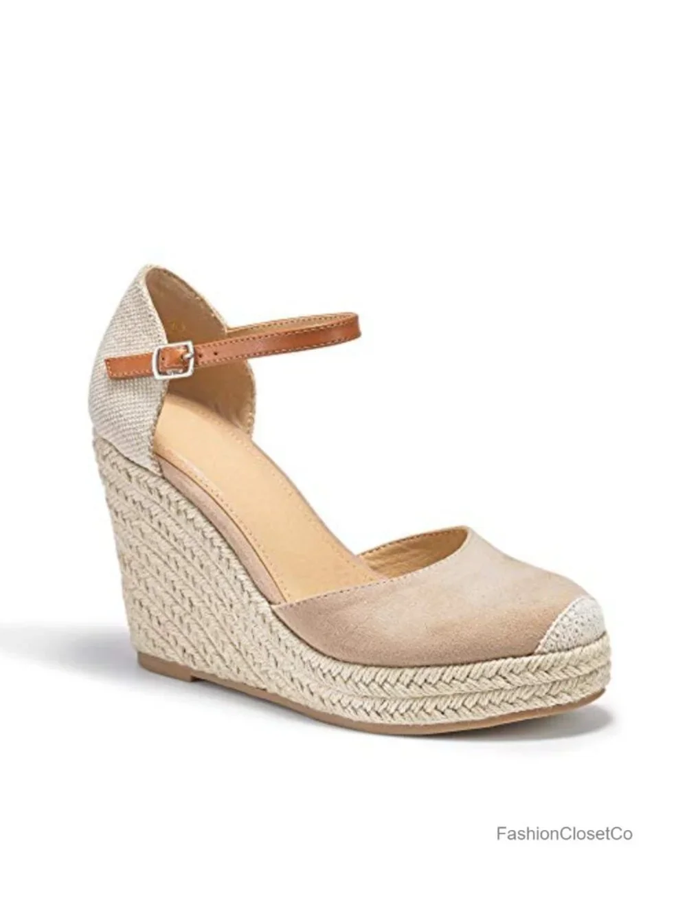 Womens Summer Espadrille Heel Platform Wedge Sandals Ankle Buckle Strap Closed